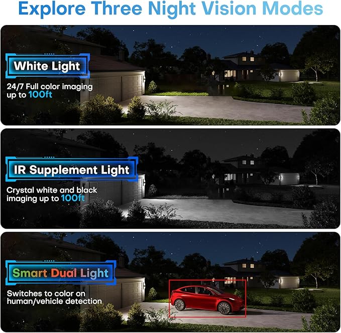 4K IP PoE Camera, Upscaled 8MP PoE Camera Outdoor with Mic/Audio, 98ft IR/Color Night Vision, Human & Vehicle Detection, 127° FOV, MicroSD (256GB)