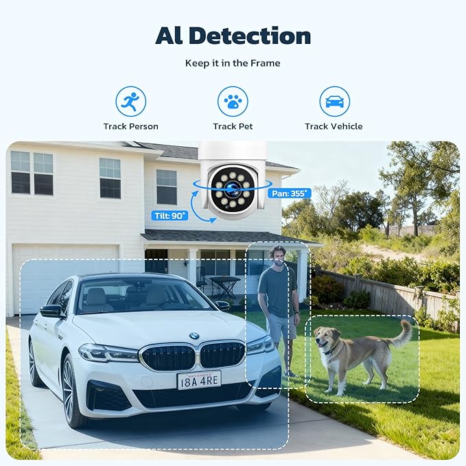 Security Cameras Wireless Outdoor,5MP Color Night Vision Home Security Camera System Wireless with Auto Tracking,Up to 10CH,360° PTZ,2-Way Audio,2.4/5GHz WiFi, for Home & Business Surveillance Kits