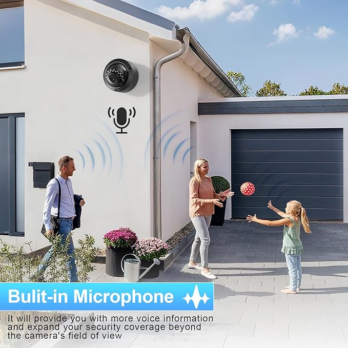 4MP IP PoE Camera, Vandal-Proof Dome Security Surveillance Camera, Built-in Mic, 2.8mm Lens Wide Angle 110°, Waterproof IP67, Human/Vehicle Detection, No PT Supported, IND4FR54A-B (Black)