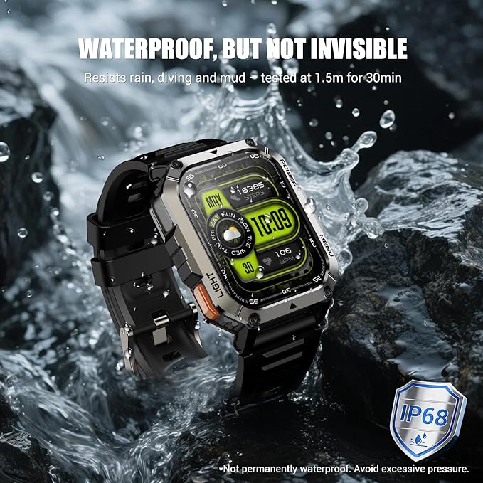 Military Smart Watches for Men, Super Large 2.01"Fitness Watch HD Display, Sports Smartwatch with LED Flashlight/100-Day Battery/24 Hrs Heart Rate & Sleep Monitor/120+ Sports Modes/GPT Voice AI(Black)