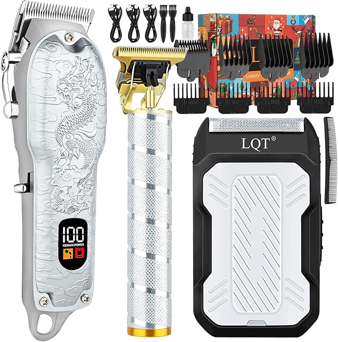 Professional Hair Clippers for Men, Cordless 3-in-1 Hair & Beard Trimmer Set, Adjustable Lever, Waterproof, Long Lasting Battery, Gift for Dad, Husband, Christmas, Birthday
