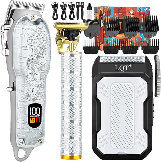 Professional Hair Clippers for Men, Cordless 3-in-1 Hair & Beard Trimmer Set, Adjustable Lever, Waterproof, Long Lasting Battery, Gift for Dad, Husband, Christmas, Birthday
