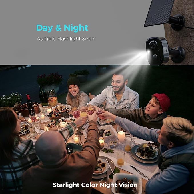 Vicohome 4CG6B Best 2K Solar Security Camera Wireless Outdoor,Battery Powered Camera,Easy to Setup, Motion Detection,Two Way Audio, Audible Flashlight Alarm,2.4GHz Wi-Fi,Color Night Vision, SD Slot