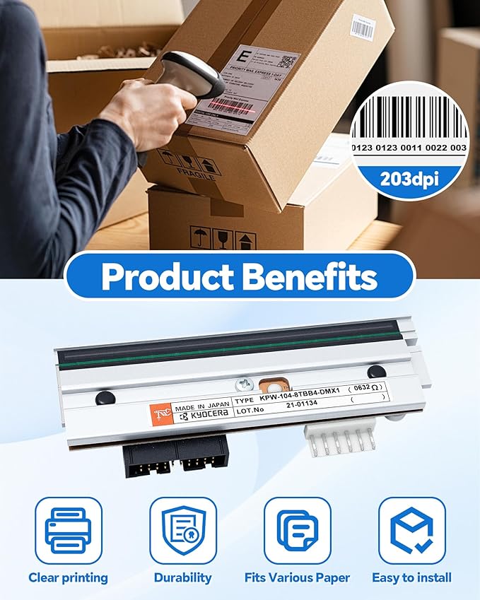 PHD20-2181-01 Genuine Printhead for Datamax I-4206 I-4208 I-4210 I-4212, New OEM Print Head Replacement for Datamax-O'Neil Barcode Thermal Label Printer 203dpi