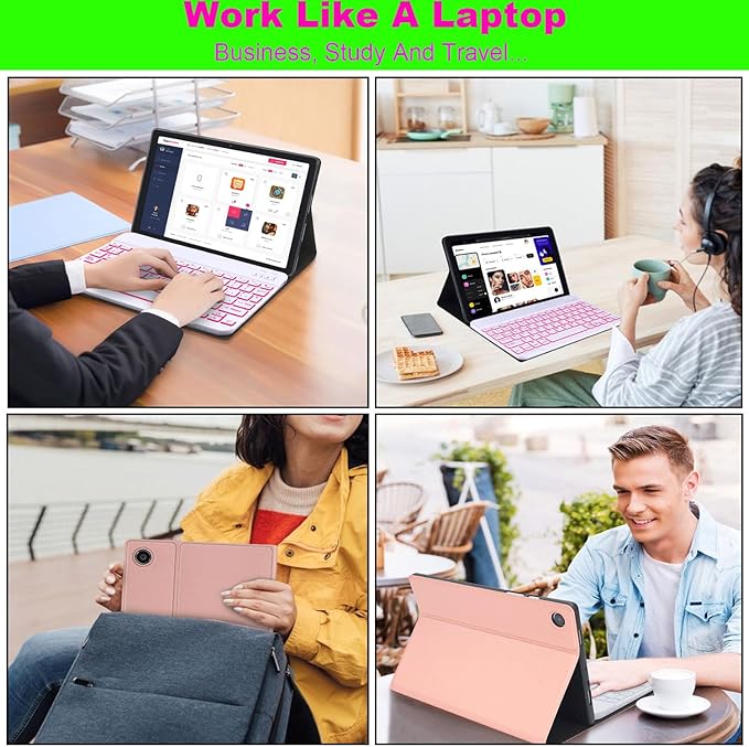 Keyboard Case for Samsung Galaxy Tab A11 Plus/ A9 Plus 11 inch (SM-X210/X216/X218) 2023, Backlite A9+ Keyboard Case with S Pen Holder for A11+(Pink)