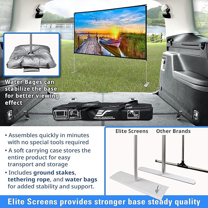 Elite Screens Yard Master Lite, 125-inch Outdoor Projector Screen 16:9 Double Sided Wrinkle-Free Foldable Portable Indoor Movie Projection Screen, | US Based Company 2-Year Warranty,OMS125HLITE