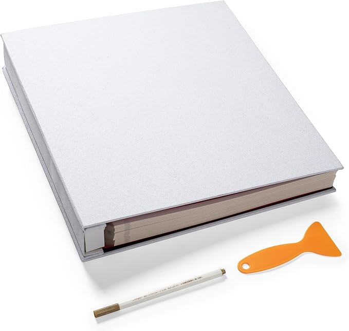 Large Photo Album Self Adhesive 4x6 5x7 3x5 8.5x11 Scrapbook Magnetic Album DIY Scrap Book Length 13 x Width 12.8 (Inches) 120 Sticky Pages Linen Cover DIY Photo Album (White)