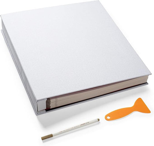 Large Photo Album Self Adhesive 4x6 5x7 3x5 8.5x11 Scrapbook Magnetic Album DIY Scrap Book Length 13 x Width 12.8 (Inches) 120 Sticky Pages Linen Cover DIY Photo Album (White)