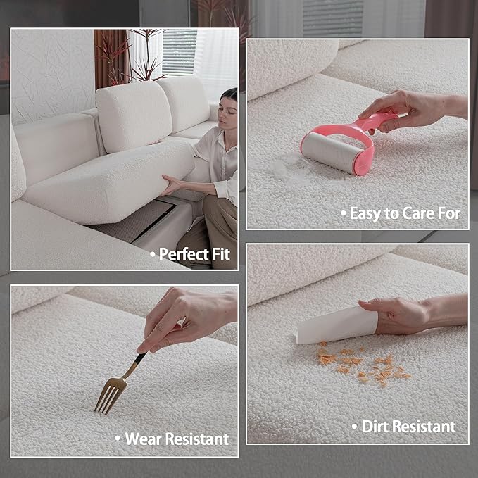 Couch Cushion Covers for Sectional Sofa, Stretch Soft Sofa Slipcovers Washable Wear-Resistant Universal Furniture Protector for Living Room(1 Piece Loveseat Cover, Ivory)