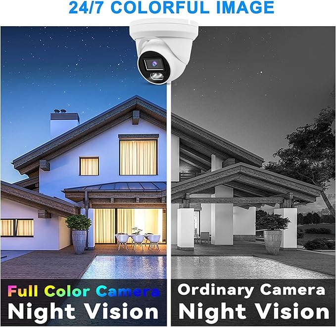 4K 8MP PoE IP Turret Camera Outdoor 24/7 Full Color Night Version 2.8mm 105° Wide Angle, H.265, IP67, Compatible with Uniview NVR, NDAA Compliant IP Security Camera