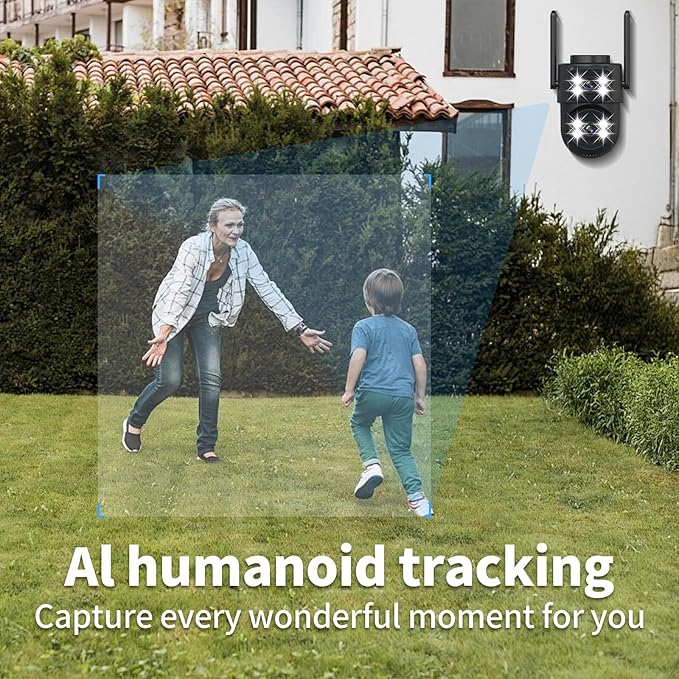 Dual-Lens Smart Indoor Outdoor Camera, 2K-3MP HD 5G WiFi, 360° AI Motion Tracking, IP65 Weatherproof, Color Night Vision, 24/7 Recording, 2-Way Audio, Baby/Nanny Cam (No Card Included)