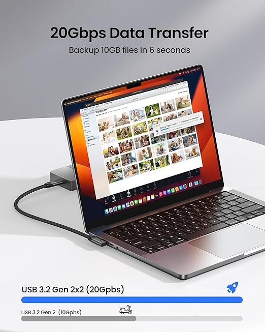 Silkland USB C Monitor Cable Right Angle 6.6FT, 8K@30Hz 5K/4K@60Hz Display, 20Gbps Data Transfer, 90 Degree USB C 3.2 Gen 2x2 Video Cable, 240W Charging for iPhone 17, MacBook,Portable Monitor,Carplay