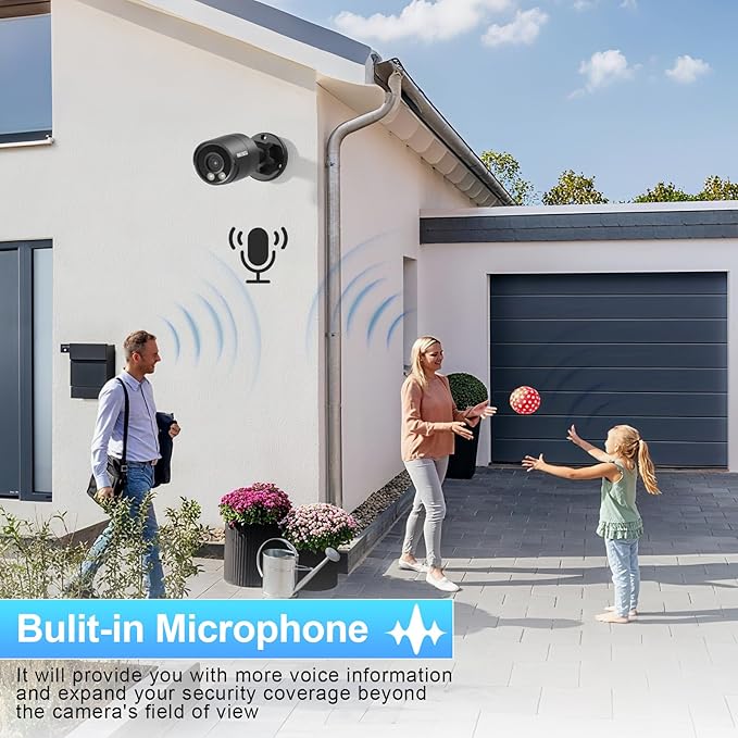 PoE Camera 4MP, Outdoor IP67 Bullet Security IP Camera, Smart Dual Light Full Color Night Vision, Built-in Mic, 2.8m Lens 110° Angle Viewing, Human/Vehicle Detection, INB4FD38F-B (Black)