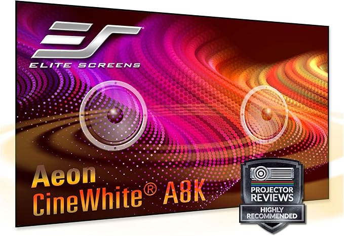Elite Screens Aeon CineWhite A8K, 123" Diag, 16:9 Aspect Ratio, ISF Certified 8K Ultra HD Home Theater Fixed Frame Edge Free Projection Sound Transparent Perforated Weaved Screen, AR123H-A8K