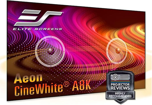 Elite Screens Aeon CineWhite A8K, 123" Diag, 16:9 Aspect Ratio, ISF Certified 8K Ultra HD Home Theater Fixed Frame Edge Free Projection Sound Transparent Perforated Weaved Screen, AR123H-A8K