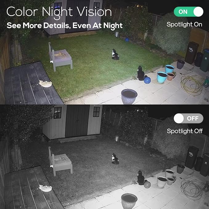 Kittyhok Solar Security Camera System, 4pcs Black 2K Wireless Solar Security Camera Outdoor, Human Detection, Spotlight, 10CH NVR, Local Storage, No Monthly Fee