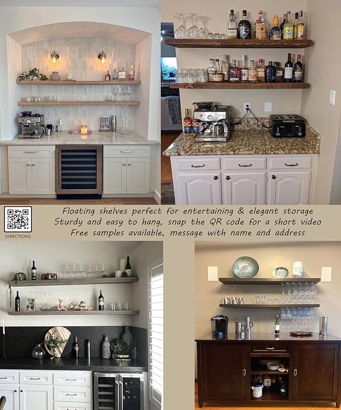 joelsantiques - 72 Inch Wooden Floating Shelves for Wall - 72x8x2 in - Made of Natural Wood - Long FWall Shelves for Bedroom - Perfect for Living Room, Kitchen - Made in USA - Beige