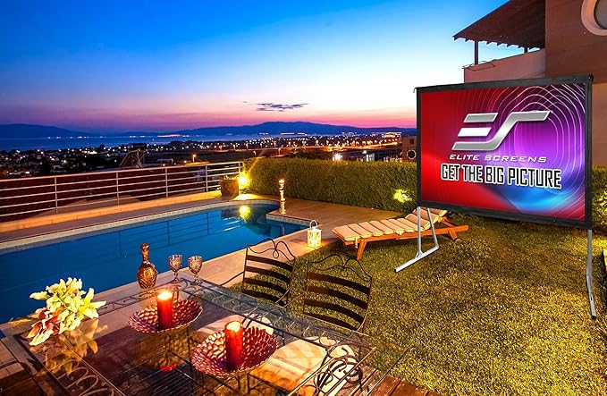 Elite Screens Yard Master 2, 90 inch Outdoor Projector Screen with Stand 16:9, 8K 4K Ultra HD 3D Fast Folding Portable Movie Theater Cinema 90" Indoor Foldable Easy Snap Projection Screen, OMS90H2