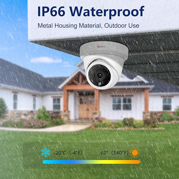 Anpviz 5MP IP PoE Dome Security Camera with Mic/Audio, Turret Camera Outdoor with Human Detection, IP66 Weatherproof, 100FT Night Vision, 2.8mm Wide Angle, Full Metal for Business (U Series)