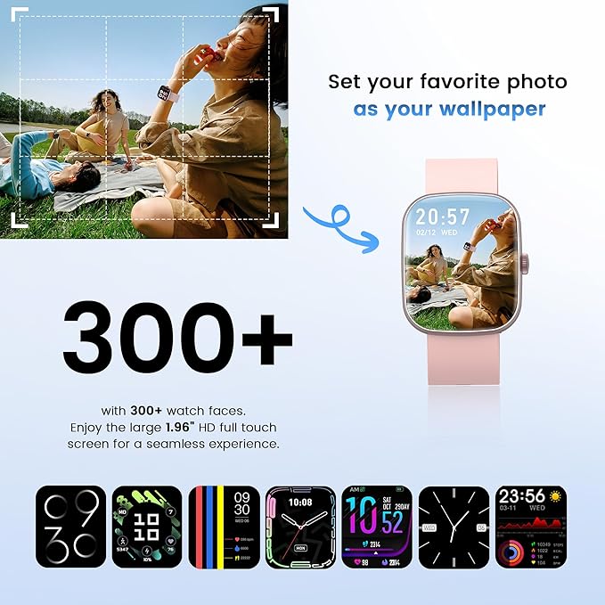 Smart Watch (Answer/Make Call), 1.96" SmartWatches for Men Women with Heart Rate/Activity Tracking, Fitness Tracker Watch with IP68 Waterproof/Pedometer, Smart Watch for Android/iPhone Compatible