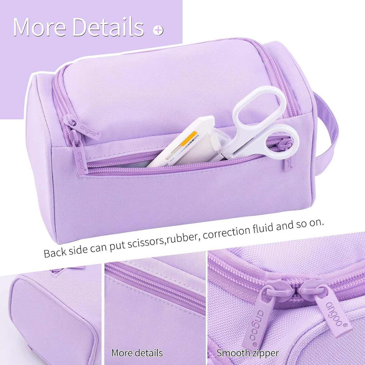 HVOMO Big Capacity Pencil Case High Large Storage Pouch Marker Pen Case Travel Simple Stationery Bag School College Office Organizer for Teens Girls Adults Student（N Purple）