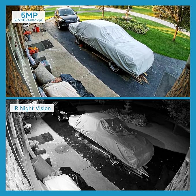 UNILOOK 5MP PoE IP Camera for Business, Turret Security IP Camera Outdoor with Mic/Audio, AI Human Motion Detection, 100FT IR Night Vision, IP66 Weatherproof, 2.8mm Lens, Full Metal, NDAA Complaint