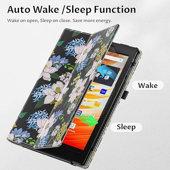 VORI Case for All-New Amazon Kindle Fire HD 10 Tablet (13th/11th Generation 2023/2021 Release) and Fire HD 10 Plus - Slim Folding Stand Folio Cover with Auto Wake/Sleep & Hand Strap, Orchid