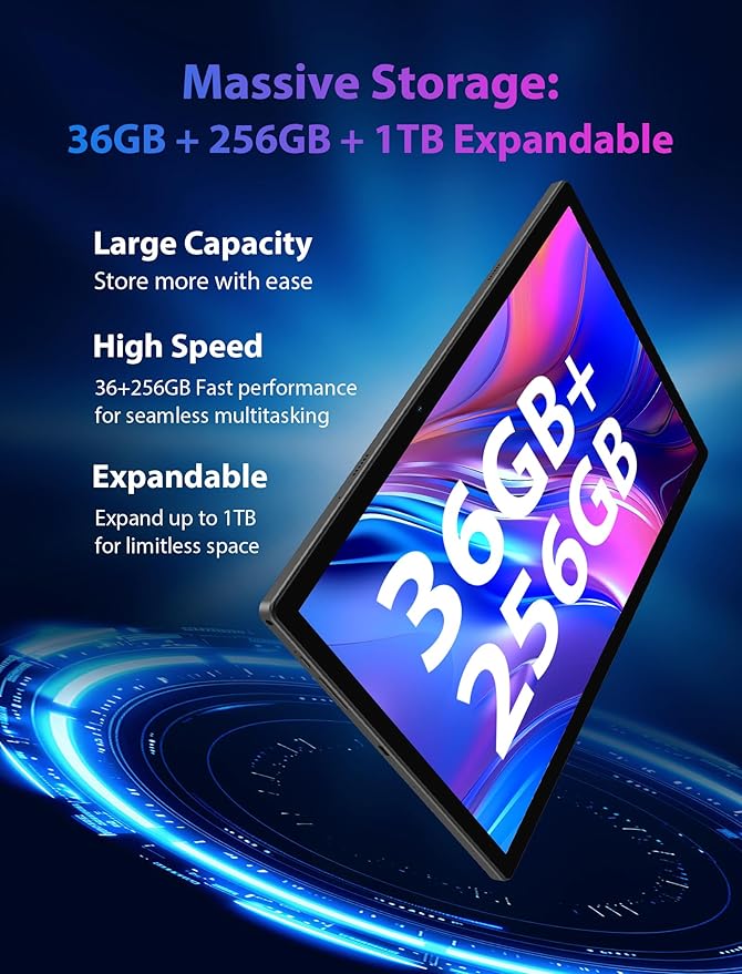 2025 Tablet 14 inch Android 14 Tablets - 2K Tablet (2000x1200), 36GB+256GB(1TB TF), 11580mAh, 8-Core 2.0GHz, 5G/2.4G Dual WiF,8+13MP, 4 Speakers,Split Screen, GPS with Stylus - Gray