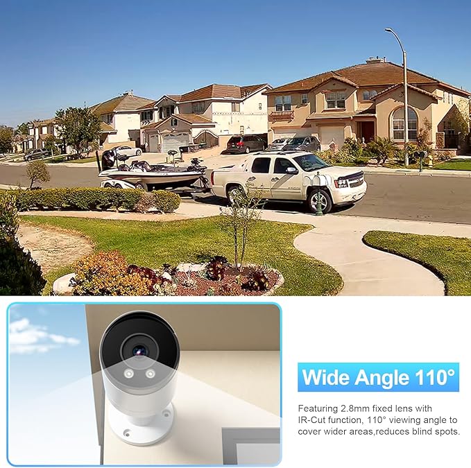 5MP PoE IP Camera, Bullet Security Surveillance Camera Outdoor IP67, Fixed Lens Wide 2.8mm with Wide Angle 110°, Built-in Mic, Human & Vehicle Detection, Night Vision 100ft, INB5GR49E