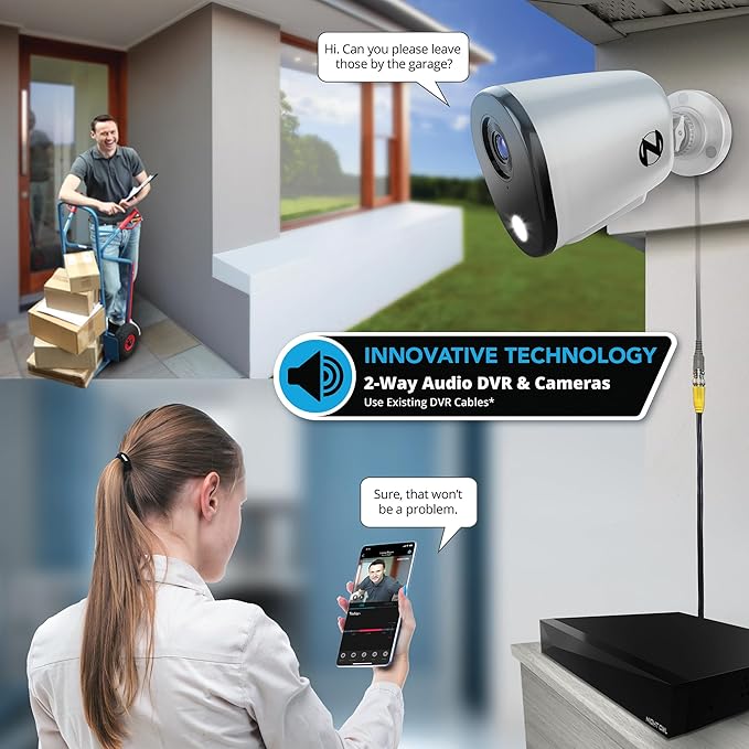 Night Owl 2-Way Audio 20 Channel DVR Video Home Security Camera System with (10) Wired 4K HD Indoor/Outdoor Deterrence Cameras and 2TB Hard Drive (Add up to 4 Wi-Fi Cameras) (10 Camera)