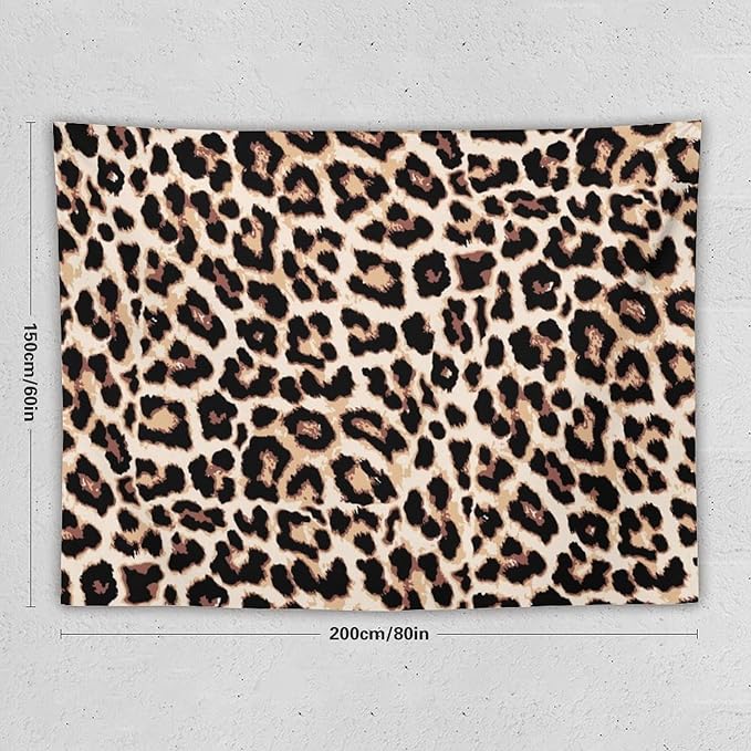 HZOHNAGO Leopard Print Tapestry Rustic Brown Leopard Wild Animal Printed Wall Tapestry Painting Wall Hanging for Bedroom Living Room Dorm 80" W x 60" H
