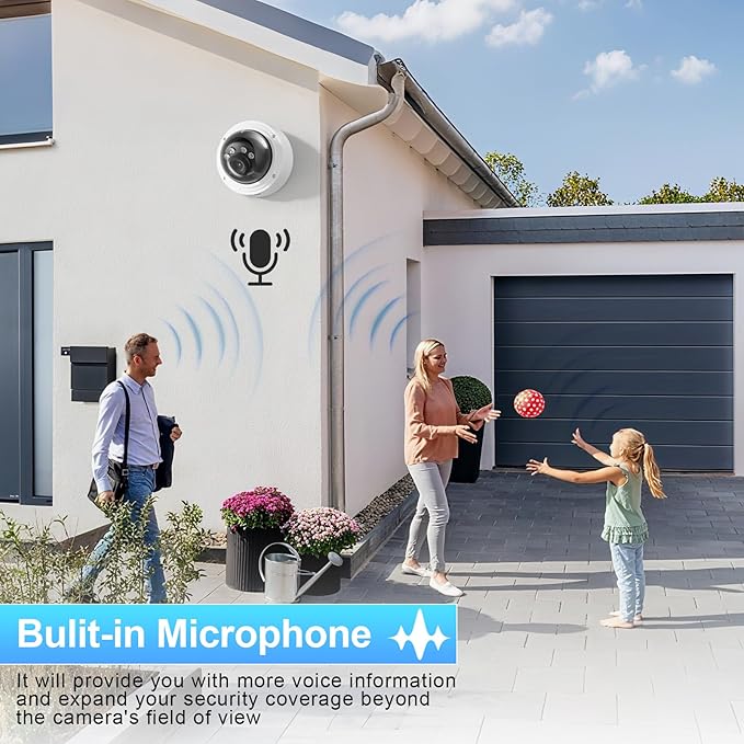 Vandal-Proof Dome PoE Camera 5MP, Outdoor Security Surveillance Camera, Motorized Lens 2.8~12mm, Night Vision Up to 120ft, Built-in Mic, Human/Vehicle Detection, No PT Supported, IND5GR57Z