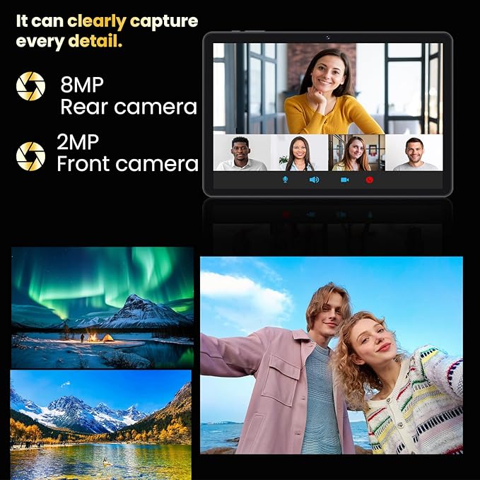 Android 14 Tablet,10 inch Tablets, Octa Core CPU, 10GB+64GB+512GB Expansion, 1280x800 Display Screen, Wi-Fi6, Dual Camera, 6000mAh Battery Tablet PC,Widevine L1 Google Kids Space