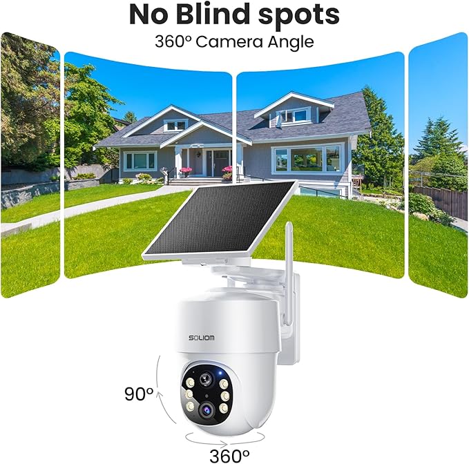 SOLIOM- True 5MP HD Security Cameras Outdoor Wireless, Add-On Camera, Solar Powered, Auto Tracking,Requires Soliombase, Soliombase Supports Up to 4 Cams