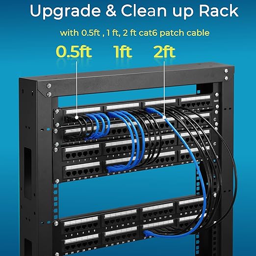 Rapink Patch Cables Cat6 5ft (24 Pack), Ethernet Patch Cable 10G Support, Cat 6 Patch Cable for Patch Panel to Switch, Flexiable Cat 6 Ethernet Cable with Gold Plated Black
