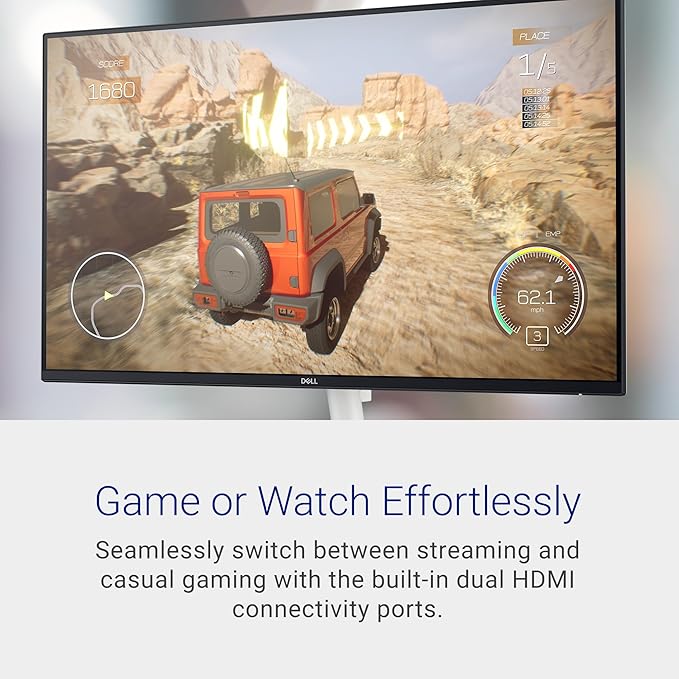 Dell S2725DS Monitor - 27 Inch, QHD (2560x2440) Display, 100Hz refresh rate, 1500:1 contrast ratio, TÜV Rheinland Eye comfort 4 Star, Integrated 2x5W speaker, Height/Tilt/Swivel/Pivot- Ash White color