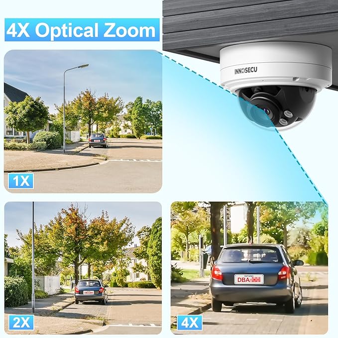 Vandal-Proof Dome PoE Camera 5MP, Outdoor Security Surveillance Camera, Motorized Lens 2.8~12mm, Night Vision Up to 120ft, Built-in Mic, Human/Vehicle Detection, No PT Supported, IND5GR57Z
