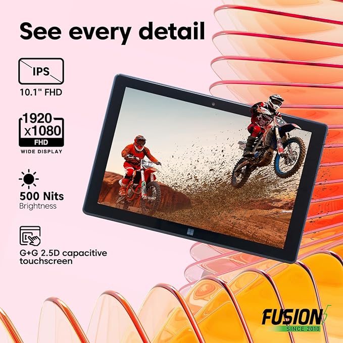 Fusion5 Built in USA 10.1” Windows 11 Professional Tablet PC FWIN232 PRO N5, 12GB RAM, 512GB SSD, Intel 13th Gen, Full HD Windows Tablet, USB C, HDMI - 2 Year Full Warranty with Accidental Damage