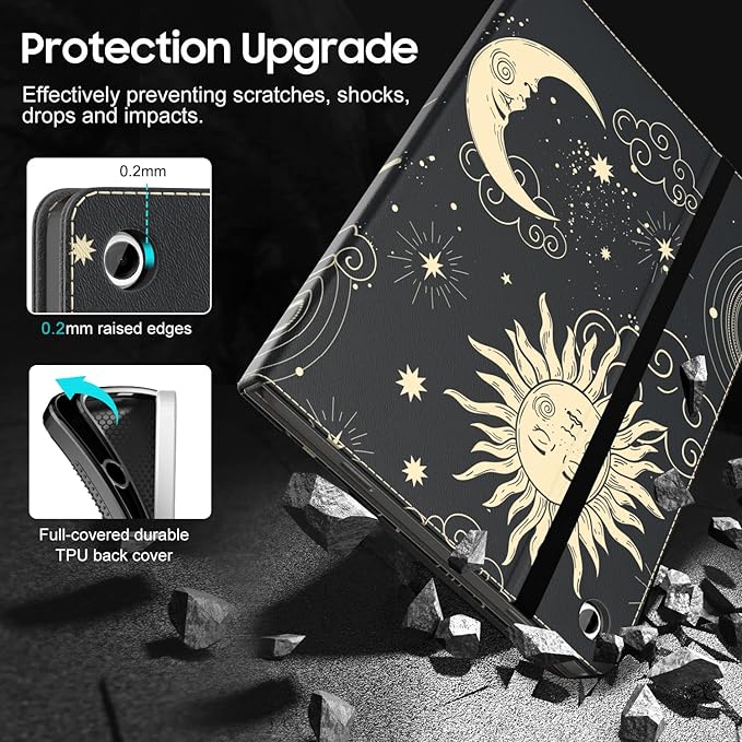 OKP Case for Samsug Galaxy Tab A9+ Plus 11 inch 2024(SM-X210/X216/X218), PU Leather Folio Cover with Multi-Angle Stand//Pen Holder, Auto Wake/Sleep Case for Galaxy A9+ 11" Tablet (Sun Moon)