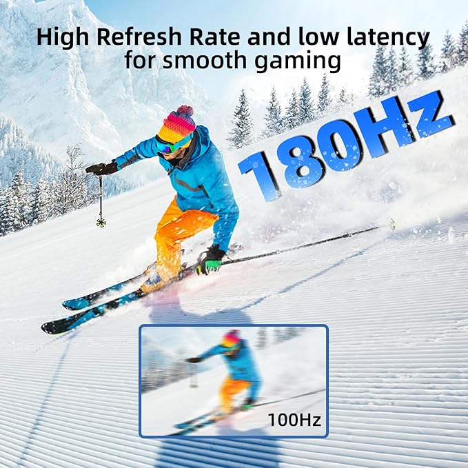 27” White Monitor，QHD (2560x1440P) 180Hz 100% sRG Computer Monitors，IPS Panel, 3Sides Frameless, Flicker-Less,Blue Light Filter, for Office & Gaming (DP,HDMI)