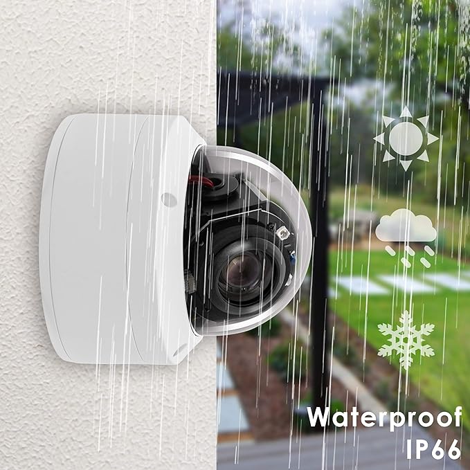 H.265 HD 1080P Security POE PTZ Dome Camera, Hikvision Compatible Indoor/Outdoor 2.7-13.5mm Motorized Lens 5X Zoom, Audio in,Pan 355° Tilt 90°, Waterproof IP66 98ft Night Vision,Motion Detection