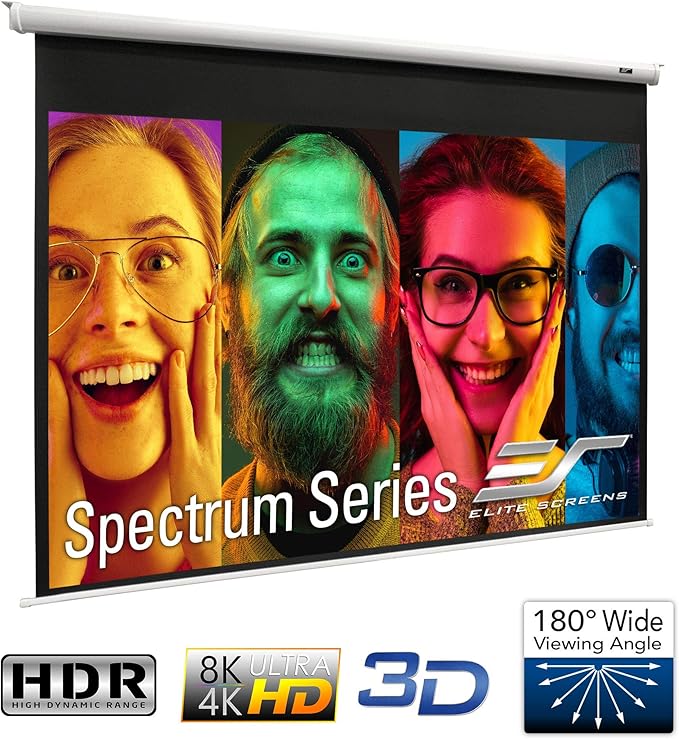 Elite Screens Spectrum, 84-inch Diag 4:3, Electric Motorized 4K/8K Ready Drop Down Projector Screen, ELECTRIC84V