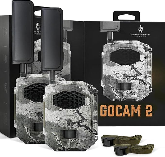 Spartan Camera GoCam2 Cellular-2 Pack, APP Control Trail Camera, 4G LTE, 1080P Video, FHD Photos, No Glow, Night Vision, Motion Activated, IP65 Water Resistant (Spartan Areus, Verizon)