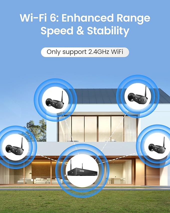 ZOSI 2K Wi-Fi 6 Security Camera System, 4PACK 3MP Plug-in WiFi Cameras Indoor Outdoor, Person Detection, Color Night Vision, 2 Way Audio, Light & Siren Alarms, Remote Monitoring, 8CH 4K NVR, 1TB HDD