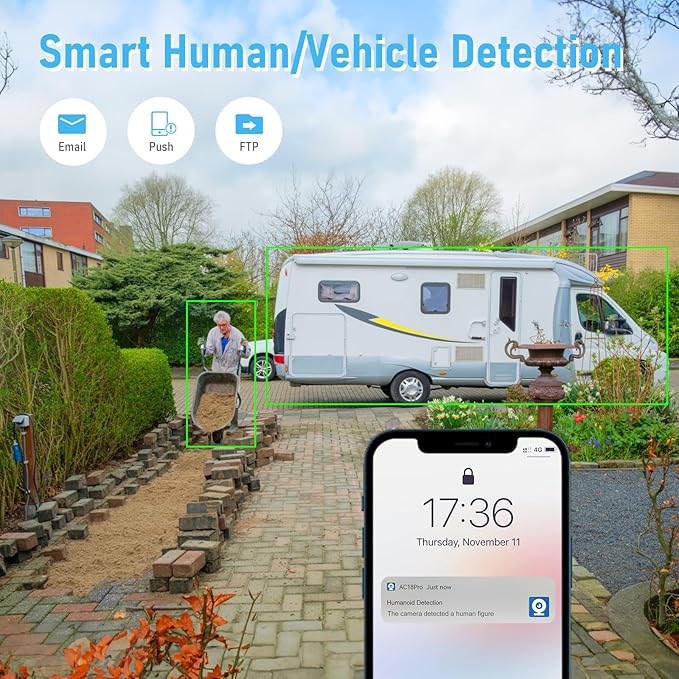 JideTech 200X Hybrid Zoom 4K 8MP Outdoor PTZ IP PoE Security Camera, Auto Tracking Dome Surveillance Camera, Human/Vehicle Detection, 492ft IR Night Vision, Two-Way Talk, IP66, for RTMP,Blue Iris
