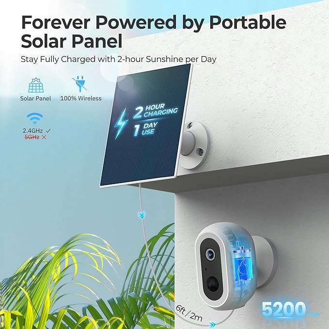 Laview 2K Solar Security Cameras Wireless Outdoor, Rechargeable Battery Wifi Cameras for Home Security with Spotlight Color Night Vision,Siren Alarm,AI Human Detection,IP65,2-Way Talk,Cloud/SD Storage