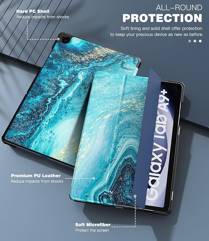 TiMOVO Case for Samsung Galaxy Tab A9+/A9 Plus 11 Inch 2023, Slim Lightweight Stand Hard Back Shell Protective Cover for Galaxy Tab A9+ Tablet SM-X210/X216/X218, Auto Wake/Sleep, Gilding Texture