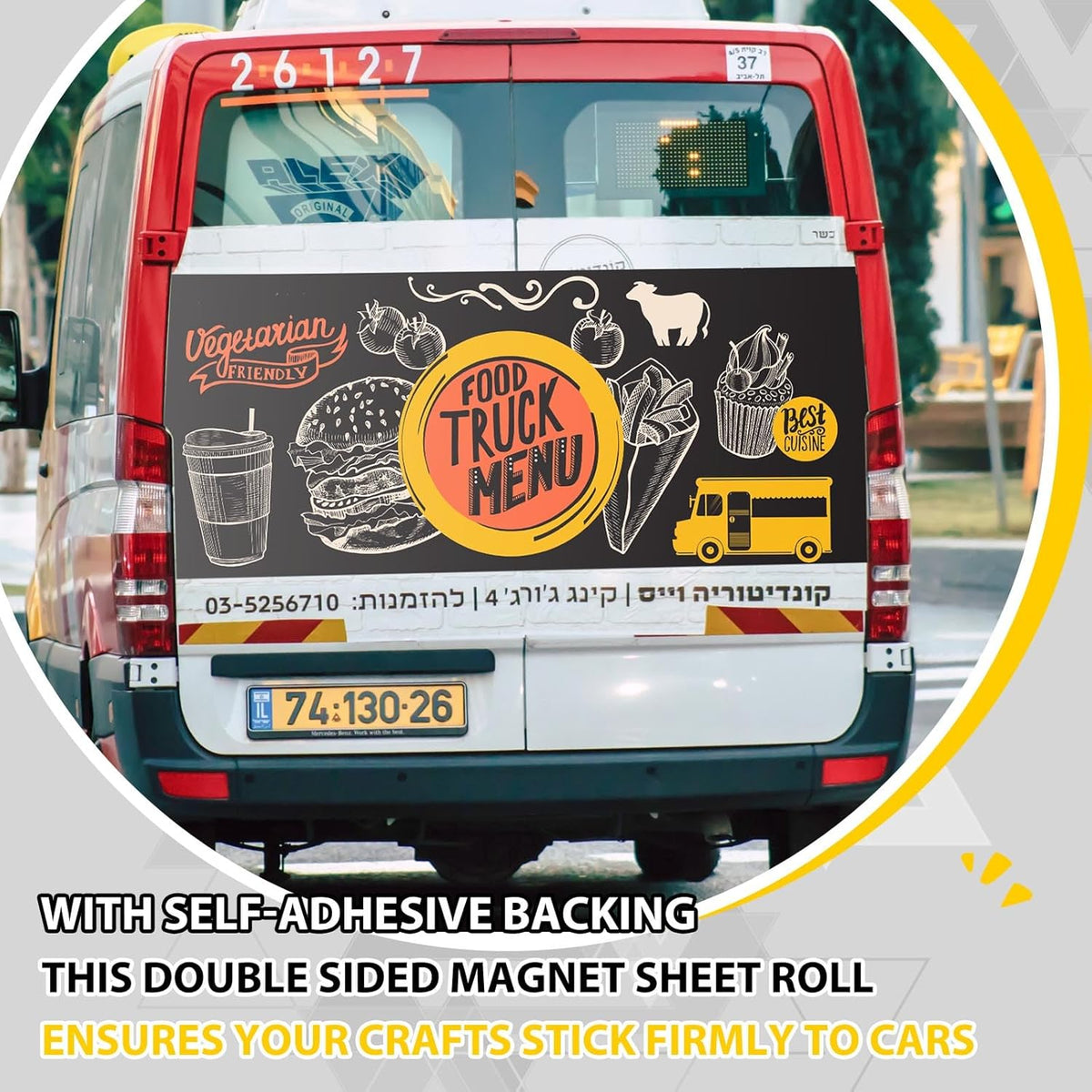 12 Inch x 5 ft x 30mil Extra Large Adhesive Magnetic Sheet Roll Not Printable Adhesive Backing Cut and Customize Flexible Sheets Blank White Surface Magnetic Sign for Craft Photo Craft