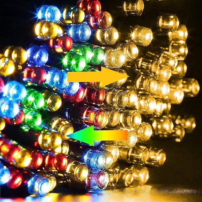 Dazzle Bright 100FT 300 LED Color Changing Christmas Lights, 2 in 1 Warm White & Multi Waterproof Christmas String Lights with Remote 11 Functions Christmas Decorations for Indoor Outdoor