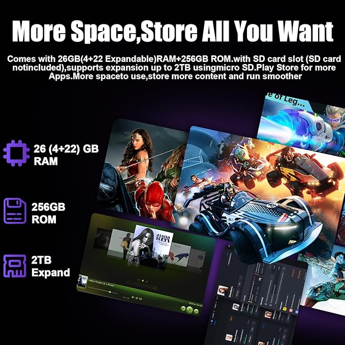 2026 Android 15 Tablet 10 Inch, 26GB+256GB+2TB Expand, 2 in 1 Tablets with Keyboard Case Mouse Stylus, 8000mAh Battery, Octa-Core, Dual Camera, Supports Widevine L1, 5G WiFi, GPS（Black Case）